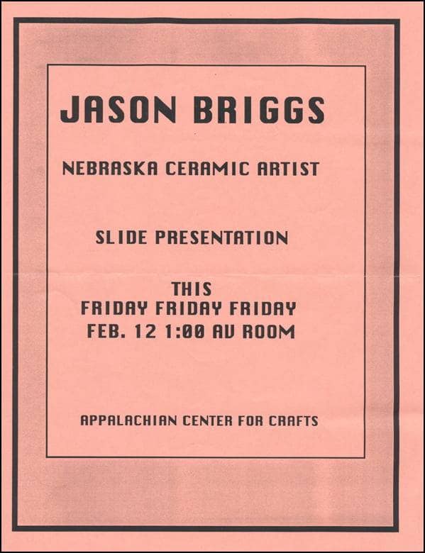 Jason Briggs ceramics workshop visiting artist Appalachian Center for Crafts